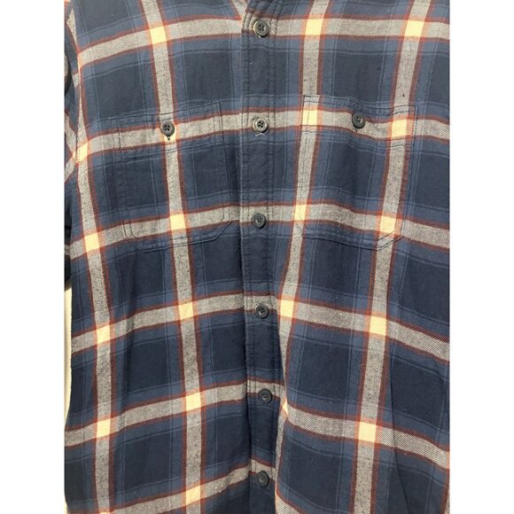 Mens Wrangler‎ Navy & Red Plaid Flannel Sherpa-Lined Button-Up Shirt Size Small - Picture 2 of 7